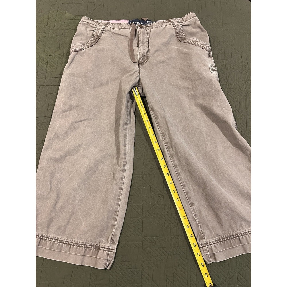 Life Is‎ Good Women's Capri Pants Large Gray With Elastic Ties